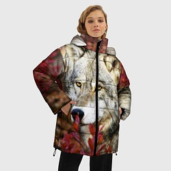 Куртка зимняя женская Волк в кустах, цвет: 3D-светло-серый — фото 2