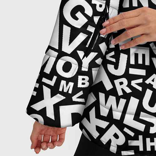 Женская зимняя куртка Английский алфавит / 3D-Черный – фото 5