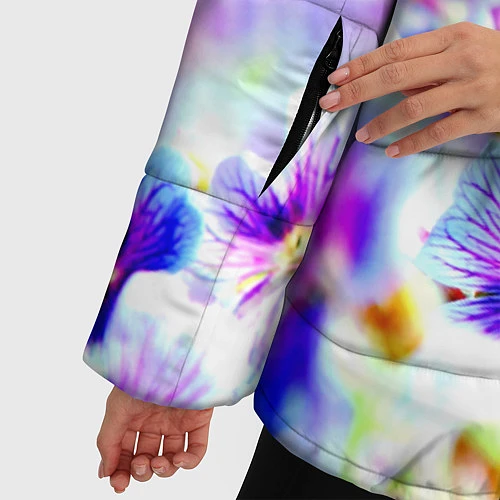 Женская зимняя куртка Цветочное поле / 3D-Черный – фото 5