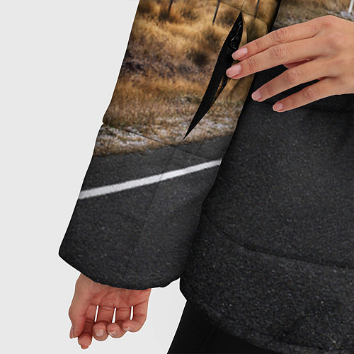 Женская зимняя куртка Пейзаж горная трасса / 3D-Черный – фото 5