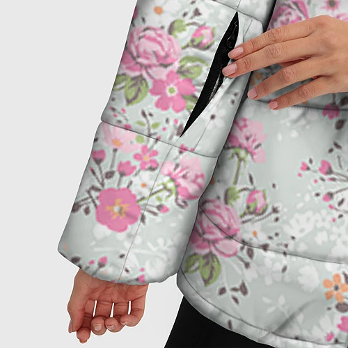 Женская зимняя куртка Flower pattern / 3D-Черный – фото 5