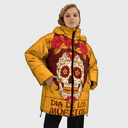 Куртка зимняя женская Мексиканский череп, цвет: 3D-черный — фото 2