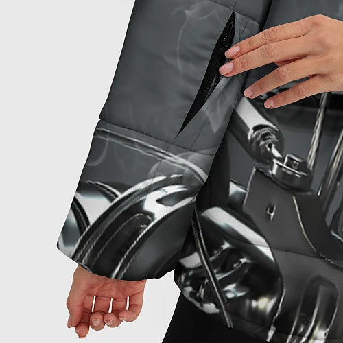 Женская зимняя куртка Скелет Терминатора / 3D-Черный – фото 5