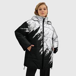 Куртка зимняя женская Черно-белый разрыв, цвет: 3D-светло-серый — фото 2