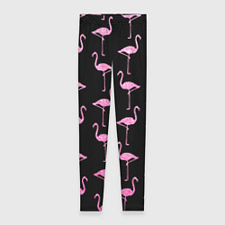 Леггинсы женские Фламинго Чёрная, цвет: 3D-принт