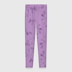 Леггинсы женские Листья на фиолетовом фоне, цвет: 3D-принт