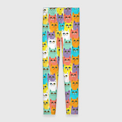 Леггинсы женские Разноцветные Мультяшные Котики, цвет: 3D-принт