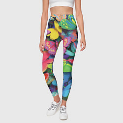 Леггинсы женские Стая бабочек Pattern, цвет: 3D-принт — фото 2
