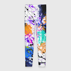 Леггинсы женские Брызги и мазки разноцветных красок на белом фоне, цвет: 3D-принт