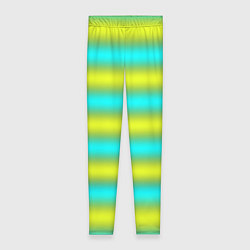 Леггинсы женские Бирюзово-желтые неоновые полосы, цвет: 3D-принт