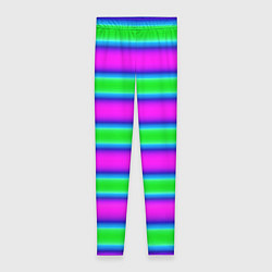 Женские легинсы Зеленый и фиолетовые яркие неоновые полосы striped