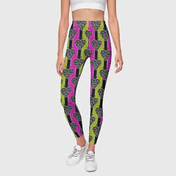 Леггинсы женские Striped multicolored pattern Сердце, цвет: 3D-принт — фото 2