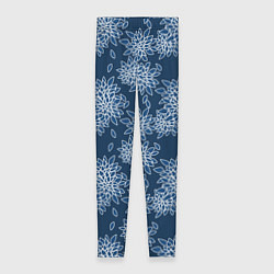 Леггинсы женские Темно-синий цветочный узор pattern, цвет: 3D-принт