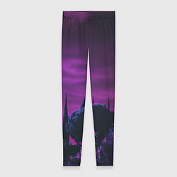 Женские легинсы Ночное сияние в тёмном лесу - Фиолетовый