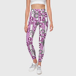 Леггинсы женские Бело-розовый узор Арифметика, цвет: 3D-принт — фото 2