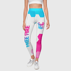 Леггинсы женские Free Fire neon gradient style: символ и надпись ве, цвет: 3D-принт — фото 2