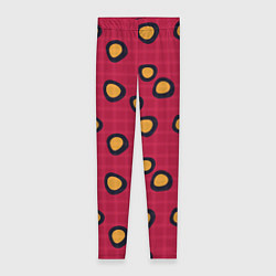 Леггинсы женские Черно-желтые пятна на красном клетчатом фоне, цвет: 3D-принт