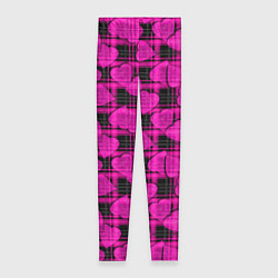 Леггинсы женские Black and pink hearts pattern on checkered, цвет: 3D-принт