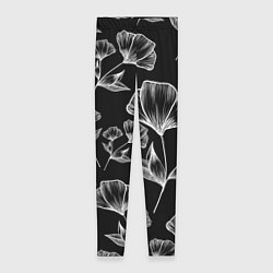 Леггинсы женские Графичные цветы на черном фоне, цвет: 3D-принт