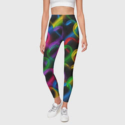 Леггинсы женские Граффити - неоновые сердца, цвет: 3D-принт — фото 2