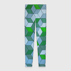 Леггинсы женские Зелёные и серые абстрактные кубы с оптической иллю, цвет: 3D-принт