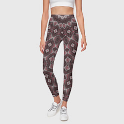 Леггинсы женские Розовый , коричневый калейдоскопический орнамент, цвет: 3D-принт — фото 2