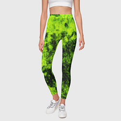 Леггинсы женские Яркий неоновый салатовый гранж, цвет: 3D-принт — фото 2