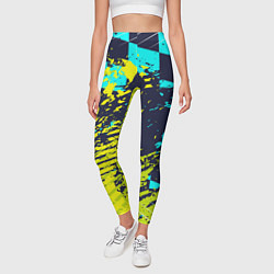 Леггинсы женские Гоночный флаг и зеленая краска, цвет: 3D-принт — фото 2