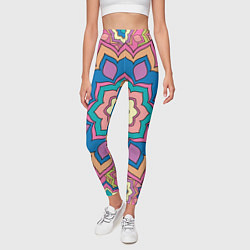 Леггинсы женские Цветочный разноцветный паттерн, цвет: 3D-принт — фото 2