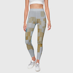 Леггинсы женские Геометрические золотые, синие и белые кубы, цвет: 3D-принт — фото 2