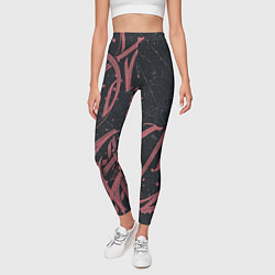 Леггинсы женские Бордовое граффити, цвет: 3D-принт — фото 2