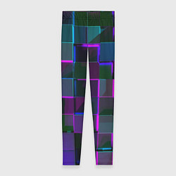 Леггинсы женские Неоновые линии и кубы, цвет: 3D-принт