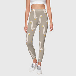 Леггинсы женские Утки на травке - бежевый, цвет: 3D-принт — фото 2