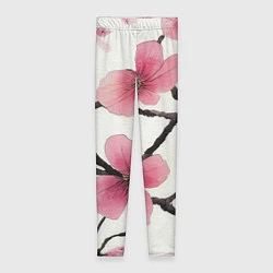 Леггинсы женские Цветы и ветви японской сакуры - текстура холста, цвет: 3D-принт
