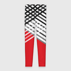 Леггинсы женские Косые черно-белые полосы на красном, цвет: 3D-принт