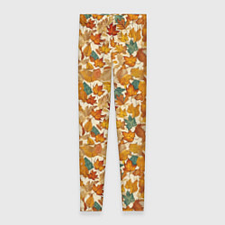 Леггинсы женские Осенние листья узор, цвет: 3D-принт