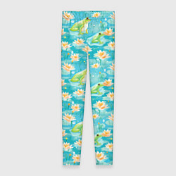 Леггинсы женские Кувшинки и лягушки, цвет: 3D-принт