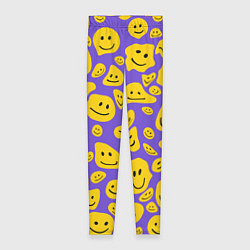 Женские легинсы Расплывшийся смайлик на фиолетовом