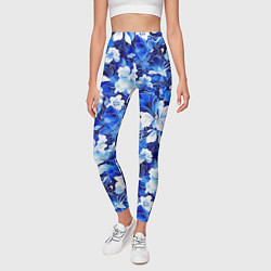 Леггинсы женские Голубой цветник, цвет: 3D-принт — фото 2