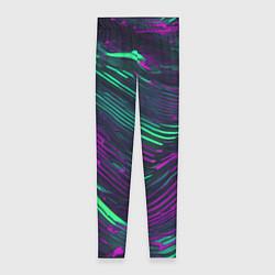 Женские легинсы Волнистые линии зелёные и фиолетовые