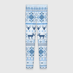 Леггинсы женские Blue sweater with reindeer, цвет: 3D-принт