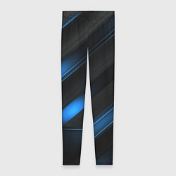 Леггинсы женские Синий неоновый яркий свет на черном абстрактном фо, цвет: 3D-принт