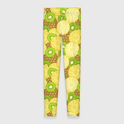 Леггинсы женские Фрукты - ананас и киви, цвет: 3D-принт