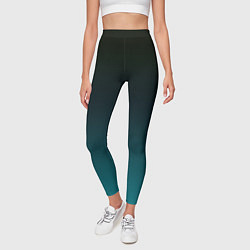 Леггинсы женские Чёрно голубой бирюзовый градиент, цвет: 3D-принт — фото 2