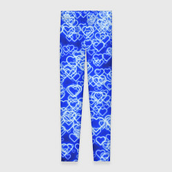Леггинсы женские Неоновые сердечки синие, цвет: 3D-принт