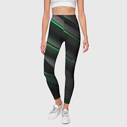 Леггинсы женские Зеленые яркие абстрактные вставки спортивный стиль, цвет: 3D-принт — фото 2