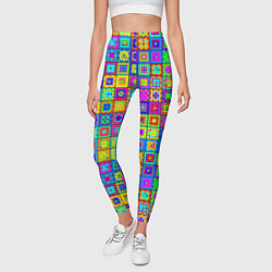 Леггинсы женские Узор из разноцветных квадратов, цвет: 3D-принт — фото 2