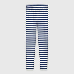 Леггинсы женские Белый в тёмно-синюю полоску, цвет: 3D-принт