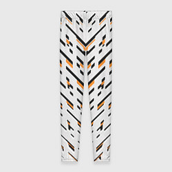 Леггинсы женские Чёрные и жёлтые полосы на белом фоне, цвет: 3D-принт