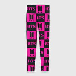 Леггинсы женские BTS pattern pink logo, цвет: 3D-принт